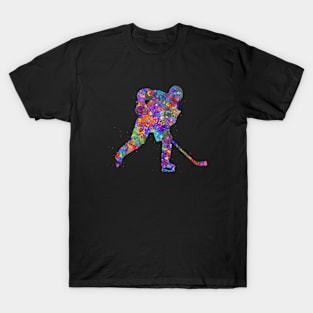 Ice hockey player watercolor art T-Shirt